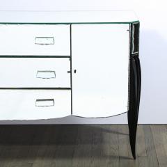 French 1940s Art Deco Beveled Mirrored Chest with Ebonized Walnut Cabriolet Legs - 4231318