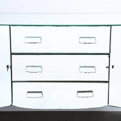 French 1940s Art Deco Beveled Mirrored Chest with Ebonized Walnut Cabriolet Legs - 4231325