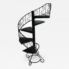 French 1940s Black Lacquered Metal Circular Display Staircase - 353494