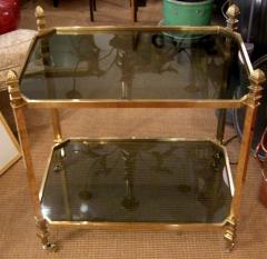 French 1940s Brass and Glass Serving Table on Casters - 393854