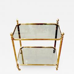 French 1940s Brass and Glass Serving Table on Casters - 397384