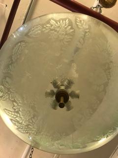 French 1940s Circular Glass Flush Mounted Chandelier - 466905
