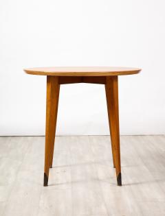 French 1940s Circular Wood Side Table with Brass Sabot - 3365145