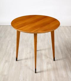 French 1940s Circular Wood Side Table with Brass Sabot - 3365153