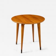 French 1940s Circular Wood Side Table with Brass Sabot - 3371723