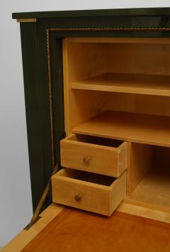 French 1940s Dark Green Lacquered Drop Front Secretary - 465479