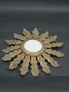French 1940s Gilt Iron Mirror in the Form of Sunburst - 4091098