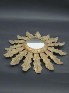 French 1940s Gilt Iron Mirror in the Form of Sunburst - 4091099