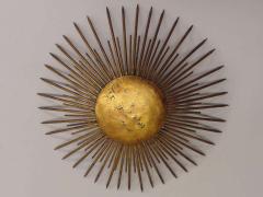 French 1940s Gilt Iron Modern Neoclassical Sunburst Flush Mount or Pendant - 1876772