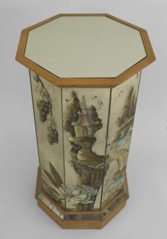 French 1940s Mirrored and Pine Trimmed Octagonal Shaped Pedestal - 471142