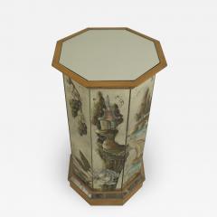 French 1940s Mirrored and Pine Trimmed Octagonal Shaped Pedestal - 472006