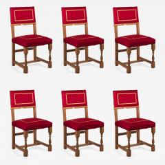 French 1940s Set of Six Oak Dining Chairs with Original Upholstery - 1601801