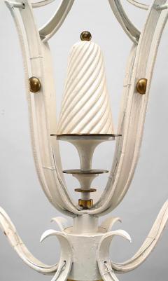 French 1940s White Painted and Brass Four Light Chandelier - 466635