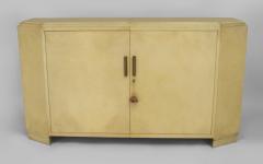 French 1940s White Parchment Narrow Sideboard Cabinet - 465433