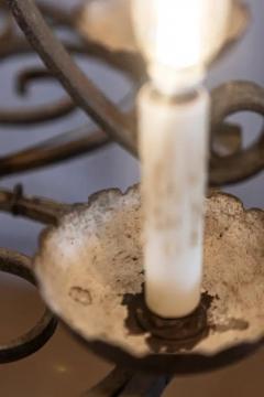 French 1940s Wrought Iron Nine Light Chandelier with Clover Leaves USA Wired - 3613479
