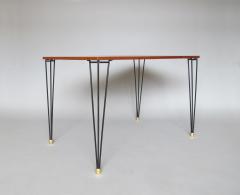 French 1950s Black Metal and Wood Occasional Writing Table - 3908695