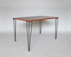 French 1950s Black Metal and Wood Occasional Writing Table - 3908706