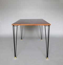 French 1950s Black Metal and Wood Occasional Writing Table - 3908707