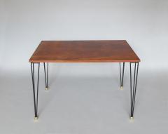 French 1950s Black Metal and Wood Occasional Writing Table - 3908708