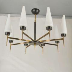 French 1950s Chandelier with Opalescent Shades - 3111314