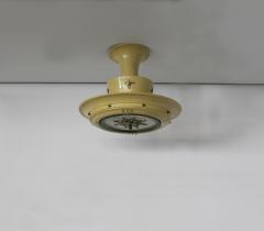 French 1950s Lacquered Metal Frosted Glass Chandelier with Brass Details - 612968