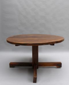 French 1950s Solid Olive Tree Round Pedestal Dining Center Table - 466526