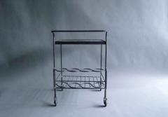 French 1950s Wrought Iron and Enameled Stone Rolling Cart - 355107