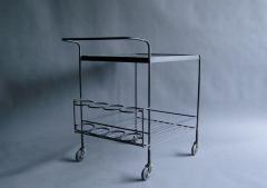French 1950s Wrought Iron and Enameled Stone Rolling Cart - 355109