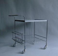 French 1950s Wrought Iron and Enameled Stone Rolling Cart - 355110