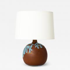 French 1960s Terracotta and Turquoise Glaze Table Lamp - 1496149
