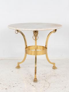 French 1970 Empire Style Side Table with White Marble Top - 4220381