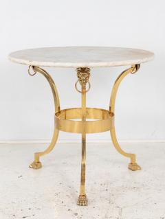 French 1970 Empire Style Side Table with White Marble Top - 4220382