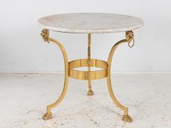 French 1970 Empire Style Side Table with White Marble Top - 4220385