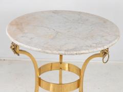 French 1970 Empire Style Side Table with White Marble Top - 4220389