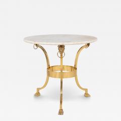 French 1970 Empire Style Side Table with White Marble Top - 4222002