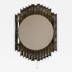 French 1970s Metal and Glass Illuminated Mirror - 353486