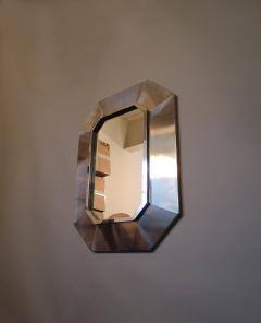 French 1970s Stainless Steel Framed Mirror - 357597