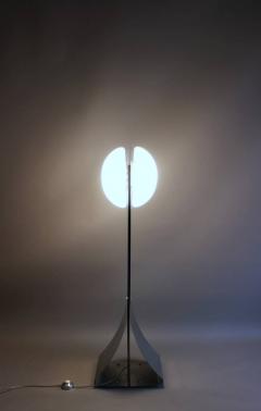 French 1970s Stainless Steel and White Glass Floor Lamp - 365221