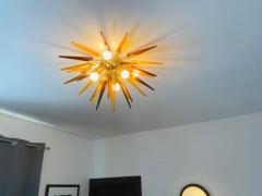 French 1990s Sunburst Flush Light - 2298507