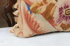 French 19th Century Aubusson Floral Tapestry Pillow with Petite Tassels - 3432854