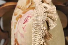 French 19th Century Aubusson Floral Tapestry Pillow with Petite Tassels - 3432869