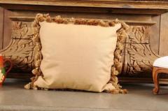 French 19th Century Aubusson Tapestry Pillow with Floral Decor and Tassels - 3461761