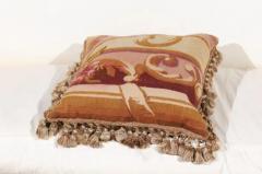 French 19th Century Aubusson Tapestry Pillow with Tassels and Floral D cor - 3422603