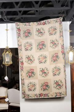 French 19th Century Aubusson Wall Tapestry with Pink and Cream Floral D cor - 3485624