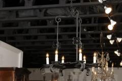 French 19th Century Black Iron Six Light Chandelier with Scrolled Motifs - 3432654