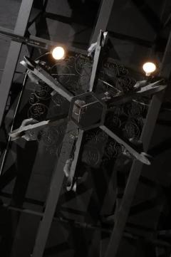 French 19th Century Black Iron Six Light Chandelier with Scrolled Motifs - 3432724