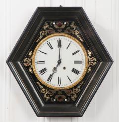 French 19th Century Boulle Inlaid Hexagonal Wall Clock - 1337648