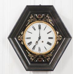 French 19th Century Boulle Inlaid Hexagonal Wall Clock - 1337649