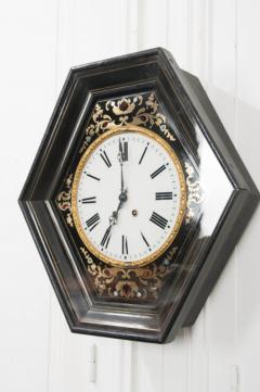 French 19th Century Boulle Inlaid Hexagonal Wall Clock - 1337659