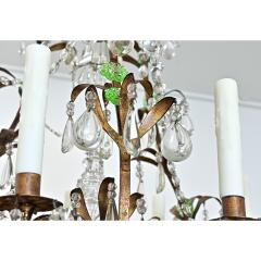 French 19th Century Brass Chandelier with Clear Green Crystals - 4642991
